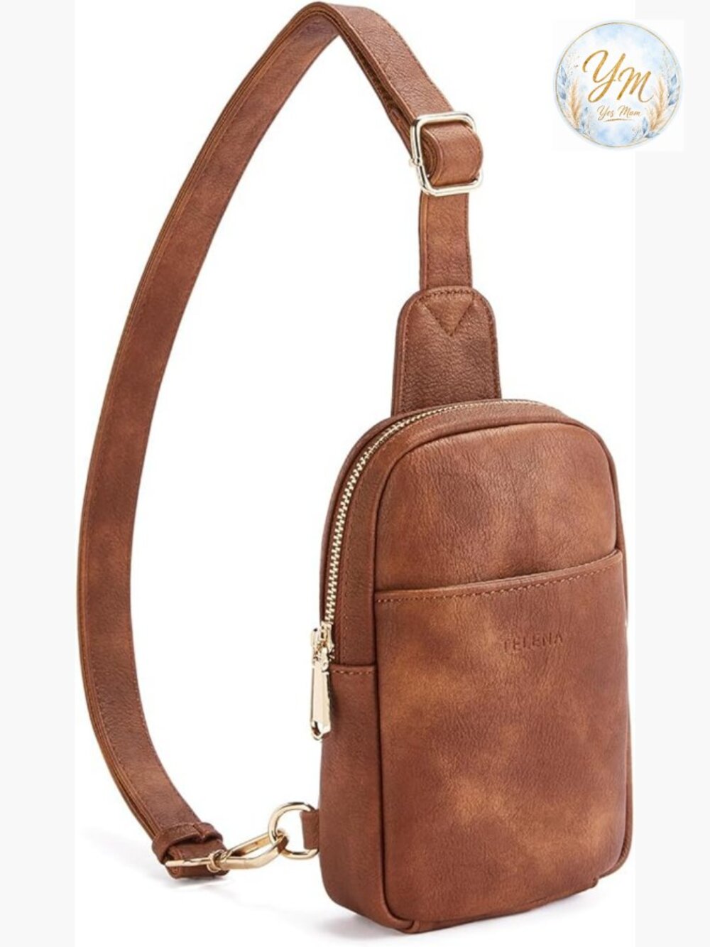 Faux Leather Sling Crossbody Bag with Adjustable Strap Travel